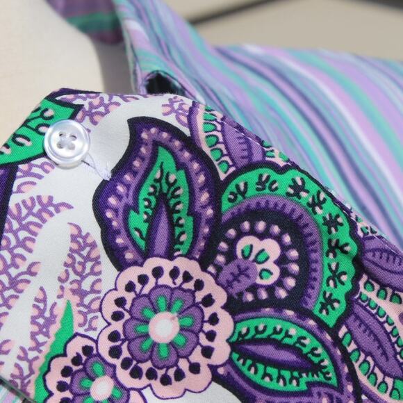 Tahari Women's Striped Paisley Elaine Shirt Casual Button Down Size L - Picture 1 of 16